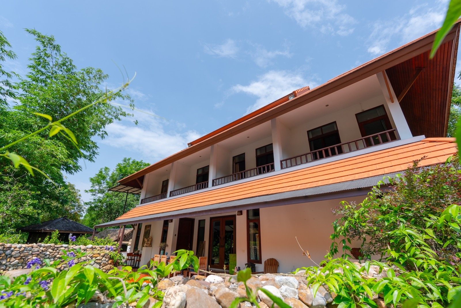 The guest house among trees