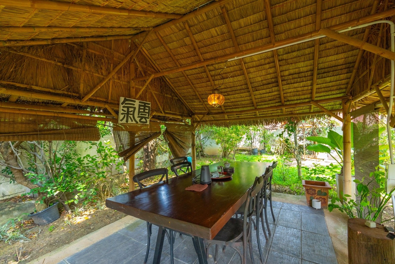 The bamboo pavilion at the Chiang Mai tea house