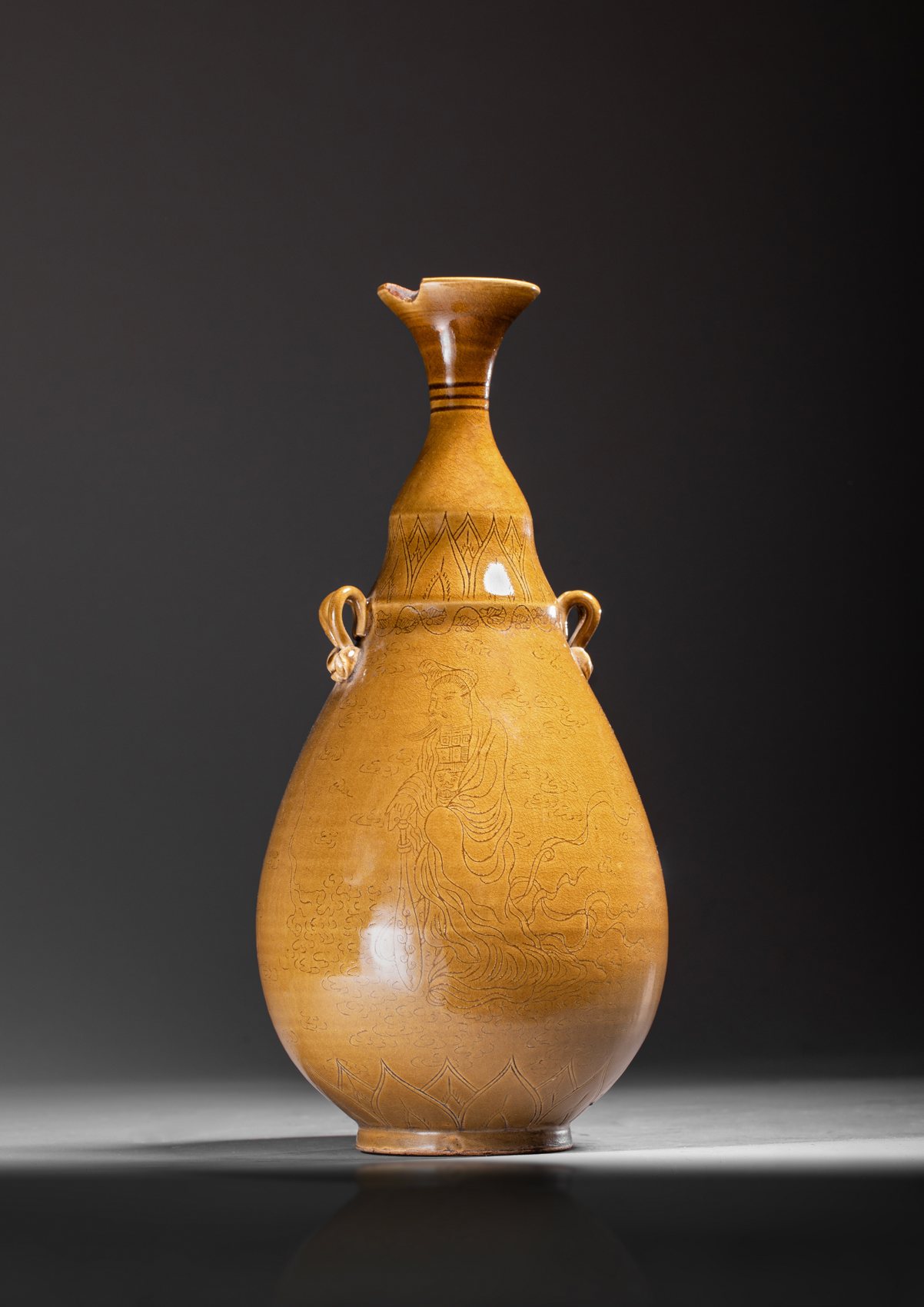 Yellow-glazed vase