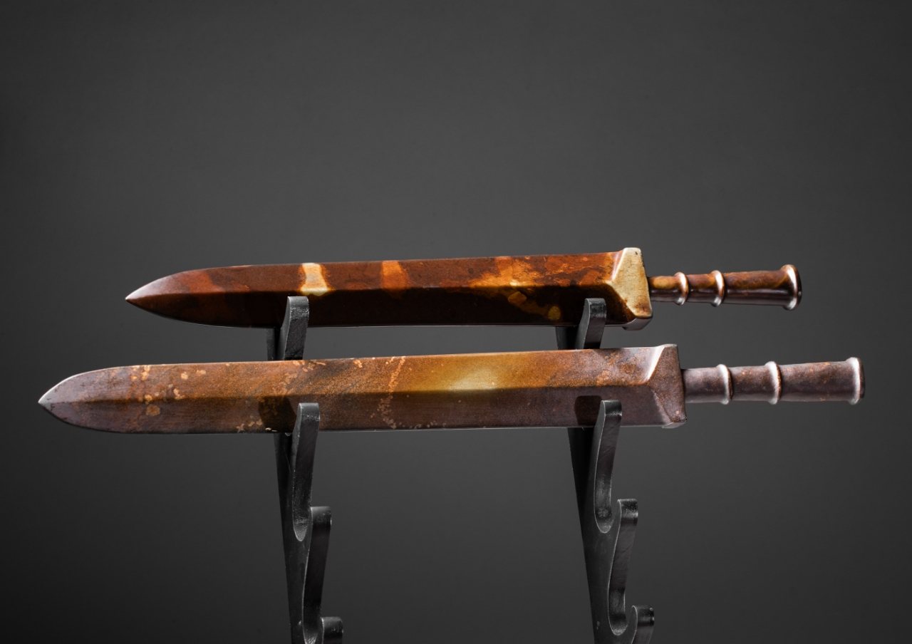 Pair of jade swords